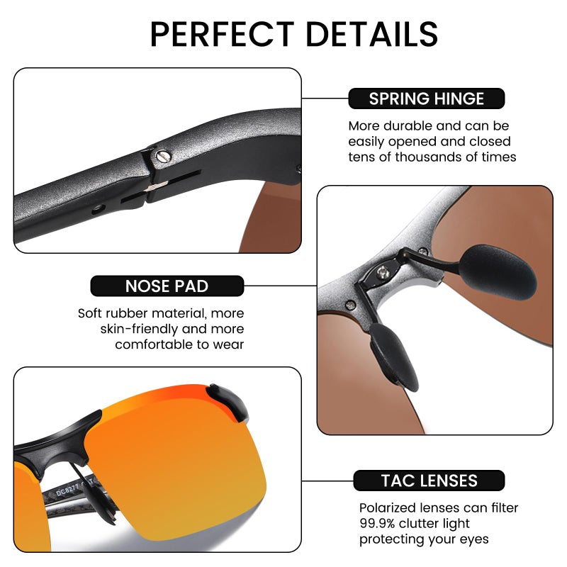 DUCO Mens Sunglasses Polarized Sports Fishing Running Driving Carbon Fiber Sunglasses for Men UV400 Protection DC8277 - Image 5